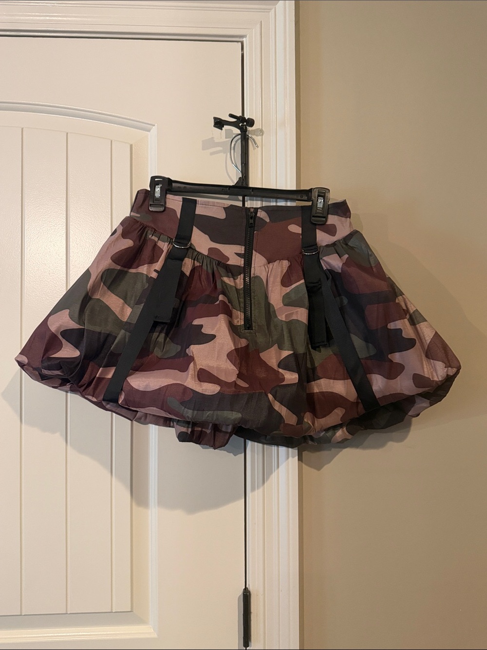 Camouflage Bubble Mini Skirt - Green/Brown Camo